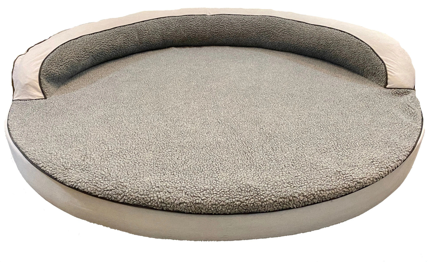Large Round Dog Bed | Orthopedic Sherpa Top Bolster Bed