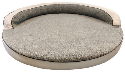 Large Round Dog Bed | Orthopedic Sherpa Top Bolster Bed