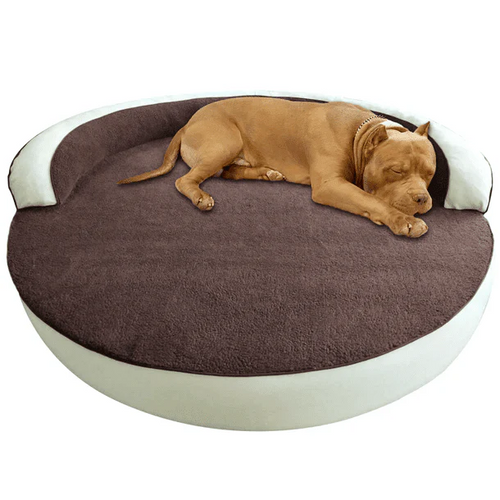 Large Round Dog Bed | Orthopedic Sherpa Top Bolster Bed